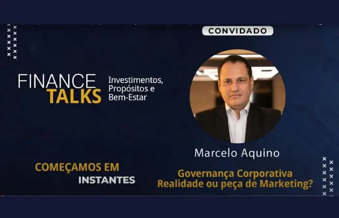 Banner de divulgação do podcast com Marcelo Aquino sobre Governança Corporativa